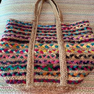 Vibrant Striped Bohemian Woven Tote Bag